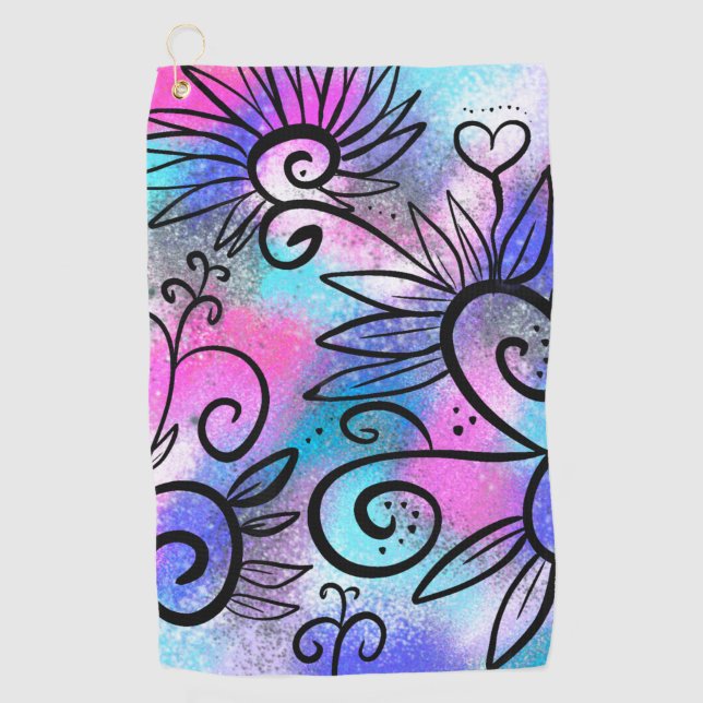 Serviette De Golf Art floral amusant (Devant)