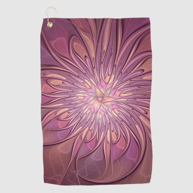 Serviette De Golf Art floral fractal moderne abstrait couleurs de ba (Devant)