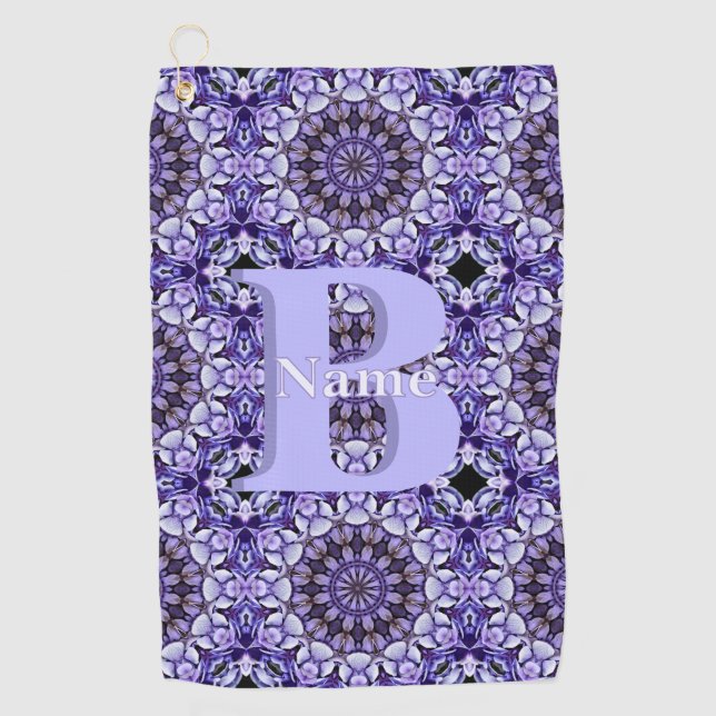 Serviette De Golf Art floral personnalisé avec monogramme initial et (Devant)