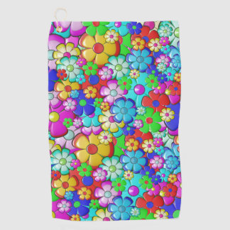 Serviette De Golf Art floral rétro hippy