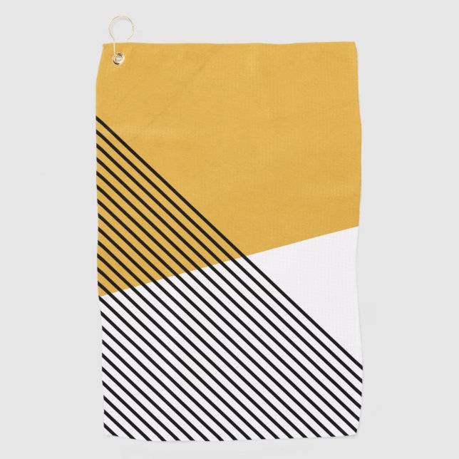 Serviette De Golf Art géométrique simple noir, blanc et jaune (Devant)