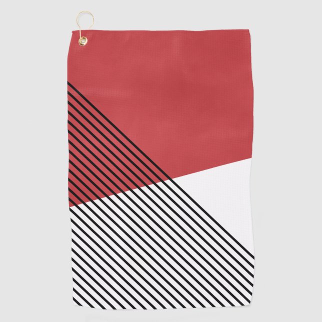 Serviette De Golf Art géométrique simple noir, blanc et rouge (Devant)
