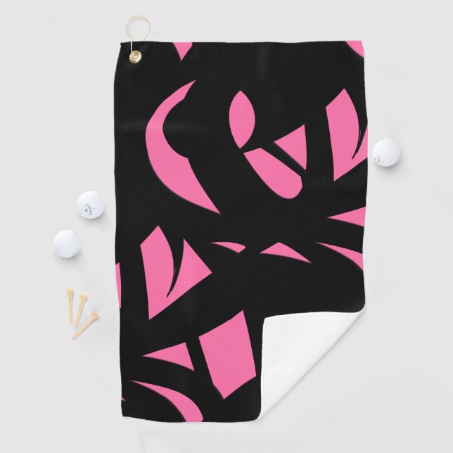 Serviette De Golf Art moderne magnifique rose / Noir (En situation)