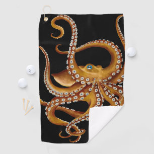 Serviette De Golf Art noir d'oeil bleu Brown de poulpe