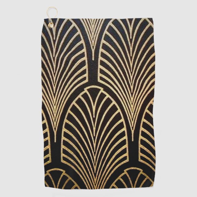 Serviette De Golf Art nouveau, art déco, ventilateur motif, bronze,  (Devant)