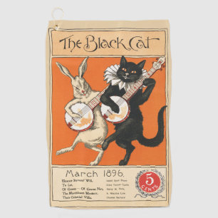 Serviette De Golf Art Rétro Orange Chat Noir Lapin Blanc Banjo