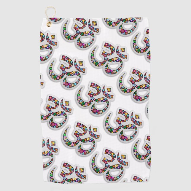 Serviette De Golf Art symbolique floral Namaste (Devant)