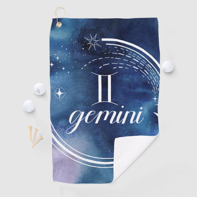 Serviette De Golf Astrologie aquarelle - Gemini (En situation)