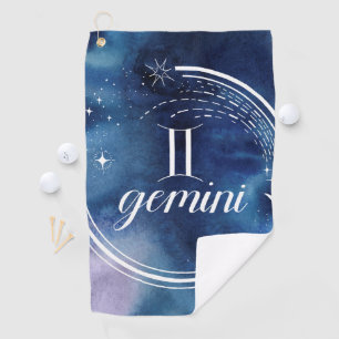 Serviette De Golf Astrologie des aquarelles - Gemini
