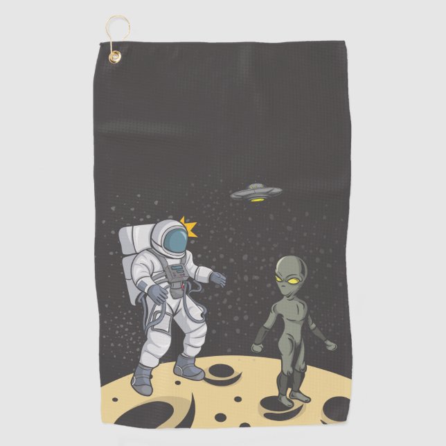 Serviette De Golf Astronaute et extraterrestre    (Devant)