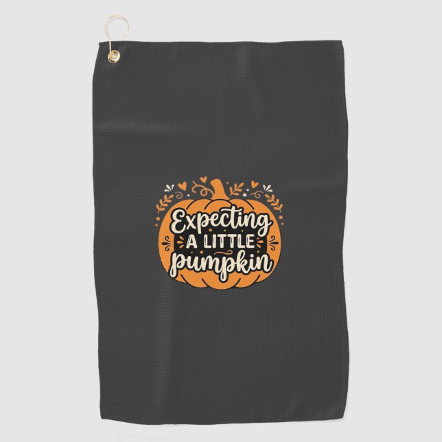 Serviette De Golf Attendant un Petit Citrouille Halloween Grossesse  (Devant)
