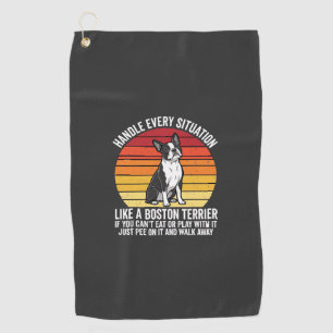 Serviette De Golf Attitude de chien rétro drôle Terrier de Boston