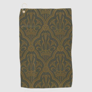 Serviette De Golf Audsley Or Vintage Gold Lily Couronne Vert Damassé