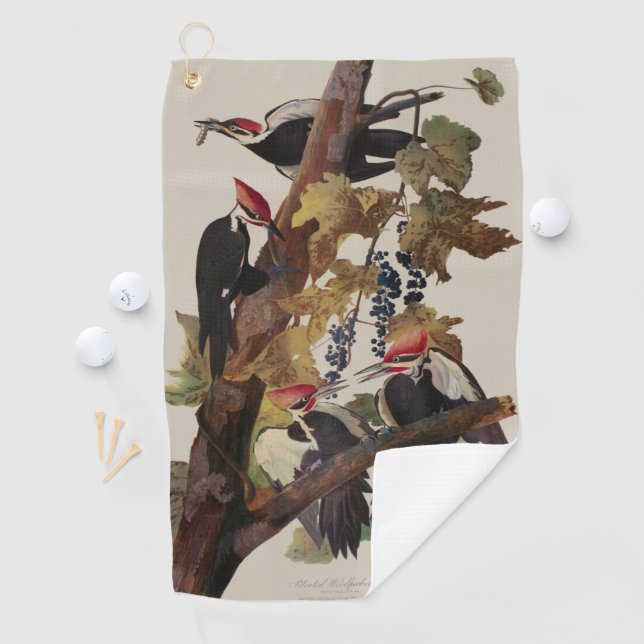 Serviette De Golf Audubon Peinture d'Oiseaux Pic Pilé (En situation)