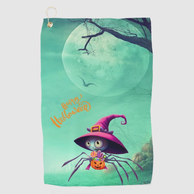 Serviette De Golf Automne/araignée/sorcière/halloween (Devant)