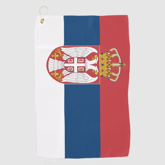 Serviette de golf avec drapeau de Serbie (Devant)