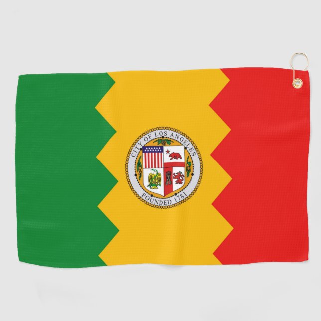 Serviette de golf avec le drapeau de Los Angeles,  (Horizontal)