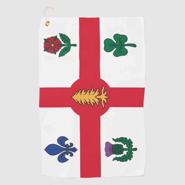 Serviette de golf avec le drapeau de Montréal, Can (Devant)