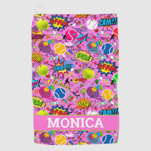 Serviette De Golf Avec nom 😍 🤩 rose Eclectique tennis 🎾 motif