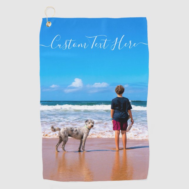 Serviette de golf avec photo personnalisée et text (Devant)