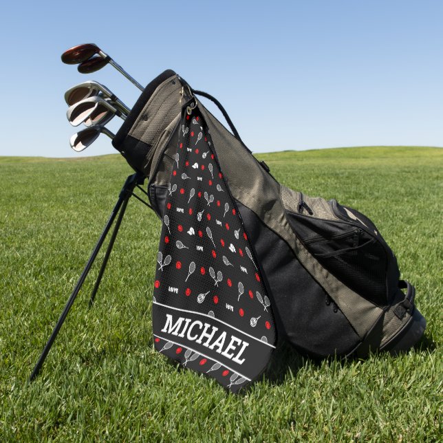 Serviette De Golf Avec son nom 🎾 tennis noir et blanc 🎾 (Vert)