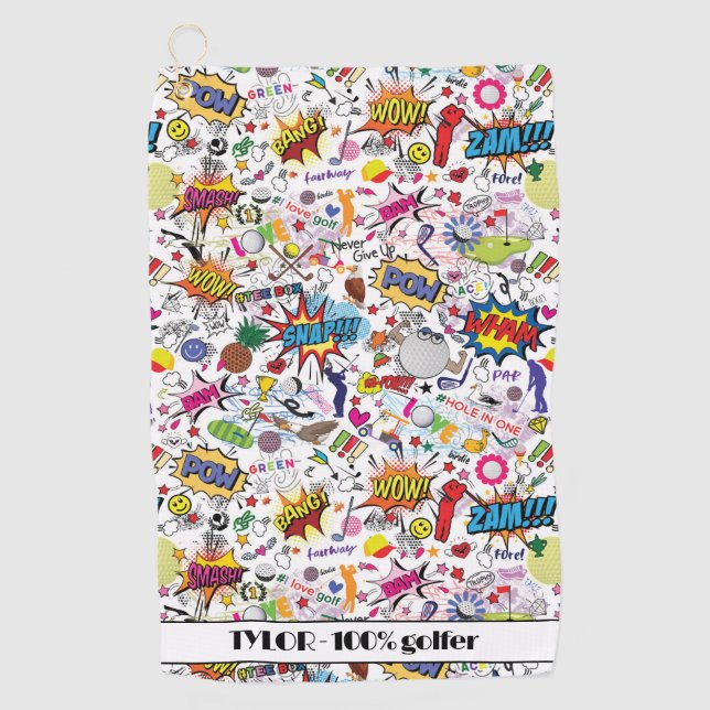 Serviette De Golf 😍 ⛳ 🏌️ Avec texte génial mélange de golf blanc (Devant)