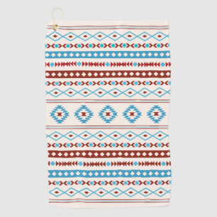 Serviette De Golf Aztec Blues Crème Rouge Motifs Mixtes Motif