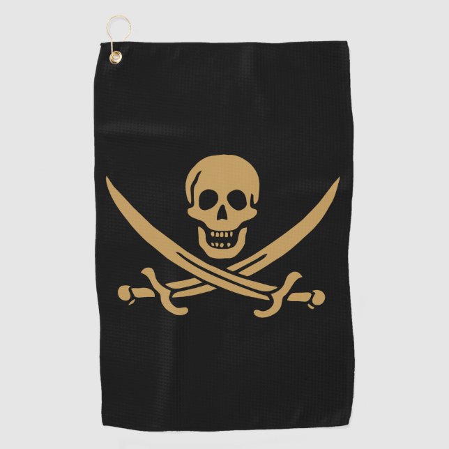 Serviette De Golf Aztec Gold Crâne et cutlass Pirate Calico Jack (Devant)