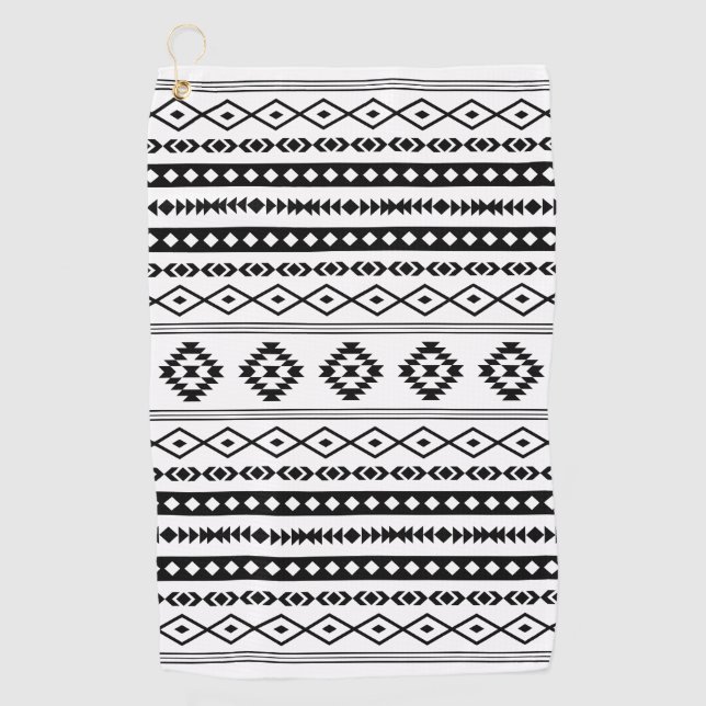 Serviette De Golf Aztec noir sur blanc Motifs mélangés Motif (Devant)