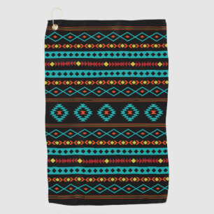 Serviette De Golf Aztec Turquoise Rouges Jaune Noir Mixte Motifs Mot