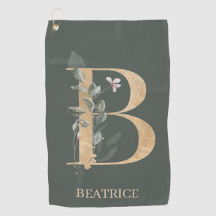Serviette De Golf B Monogramme Floral Personnalisé