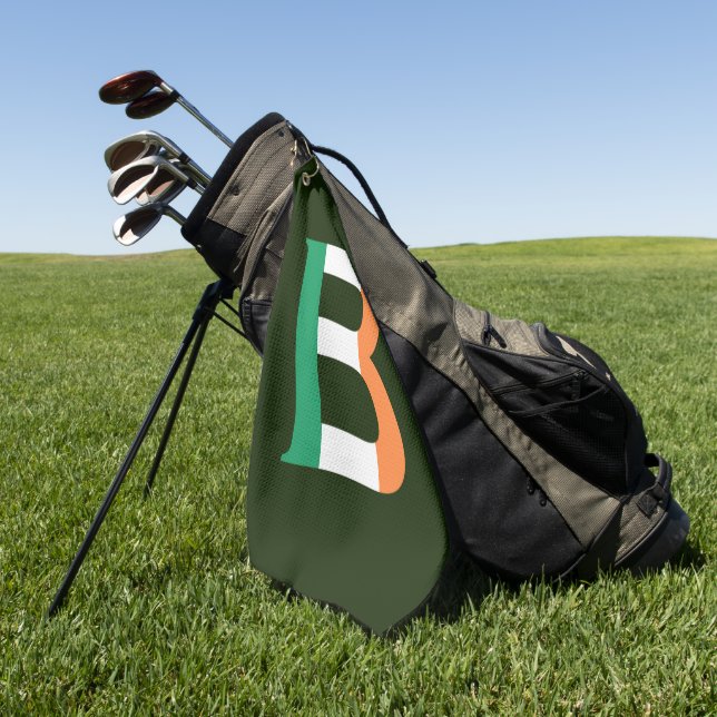 Serviette De Golf B Monogramme superposé sur le drapeau irlandais gt (Vert)