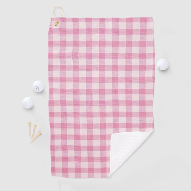Serviette De Golf Baby Pink Gingham Pattern (En situation)