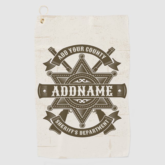 Serviette De Golf Badge de Rifles Adjoint Old West Sheriff Personnal (Devant)