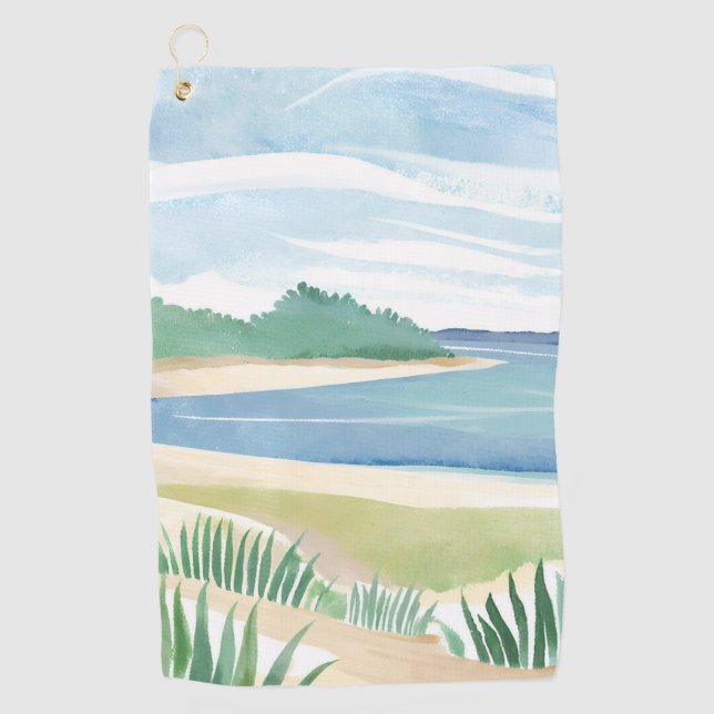 Serviette De Golf Baie d'herbe de plage | Mer côtière océanique à l' (Devant)