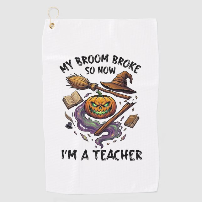 Serviette De Golf Balai Cassé Professeur Halloween Citrouille Chapea (Devant)