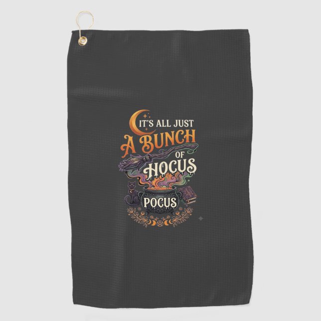 Serviette De Golf Balai de sorcière Hocus Pocus Chat noir Chaudron m (Devant)