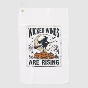 Serviette De Golf Balai de sorcière vintage Halloween Citrouille Lun