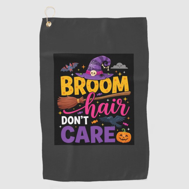 Serviette De Golf Balai d'Halloween Cheveux S'en Fout Citation de So (Devant)