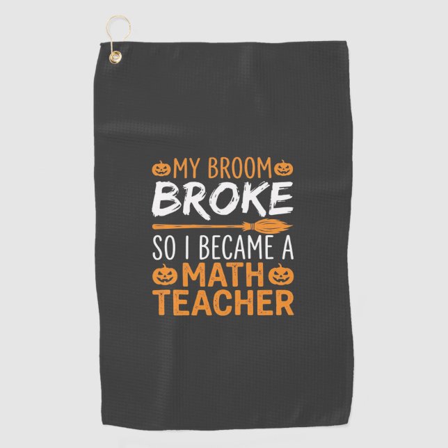 Serviette De Golf Balai d'Halloween de professeur de maths drôle (Devant)