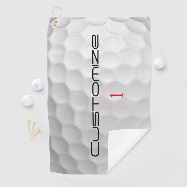 Serviette De Golf Balle de golf blanche texturée avec nom et numéro  (En situation)