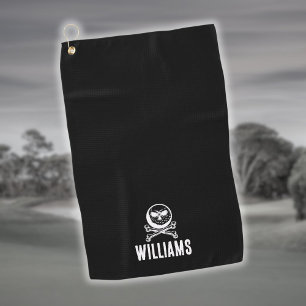 Serviette De Golf Balle de golf crâne personnalisée et os croisés