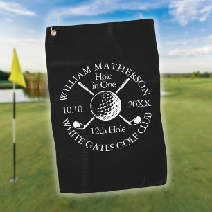 Serviette De Golf Balle de golf et clubs noir blanc trou personnalis