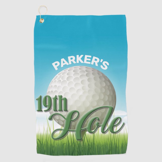 Serviette De Golf Balle de golf personnalisée NOM Golfeur Pro 19ème  (Devant)