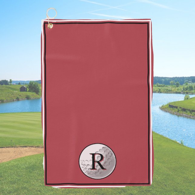 Serviette De Golf Balle de golf rouge initiale personnalisée pour ho (Créateur téléchargé)