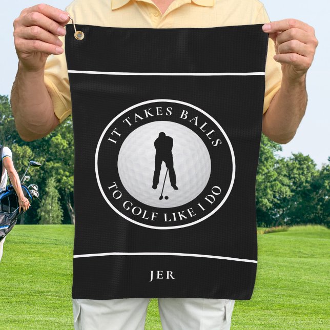 Serviette De Golf Balle Humour Golfeur Sport Jeu de mots Monogrammé  (Créateur téléchargé)