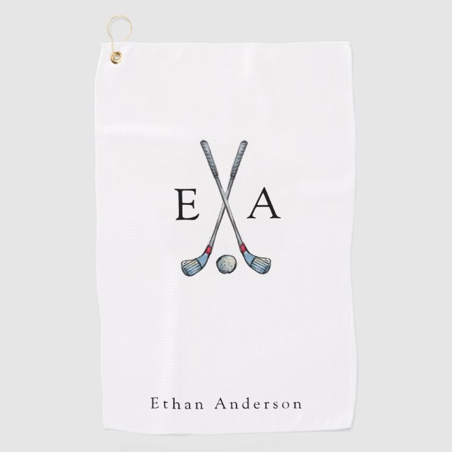 Serviette De Golf Balles de golf avec monogramme personnalisé  (Devant)