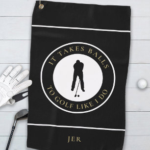 Serviette De Golf Balles de Golf Humour Golfeur Jeu de Mots Monogram
