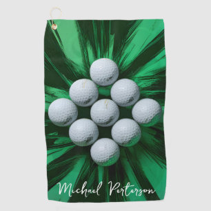 Serviette De Golf Balles de golf sur fond vert abstrait