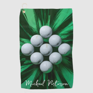 Serviette De Golf Balles de golf sur fond vert abstrait